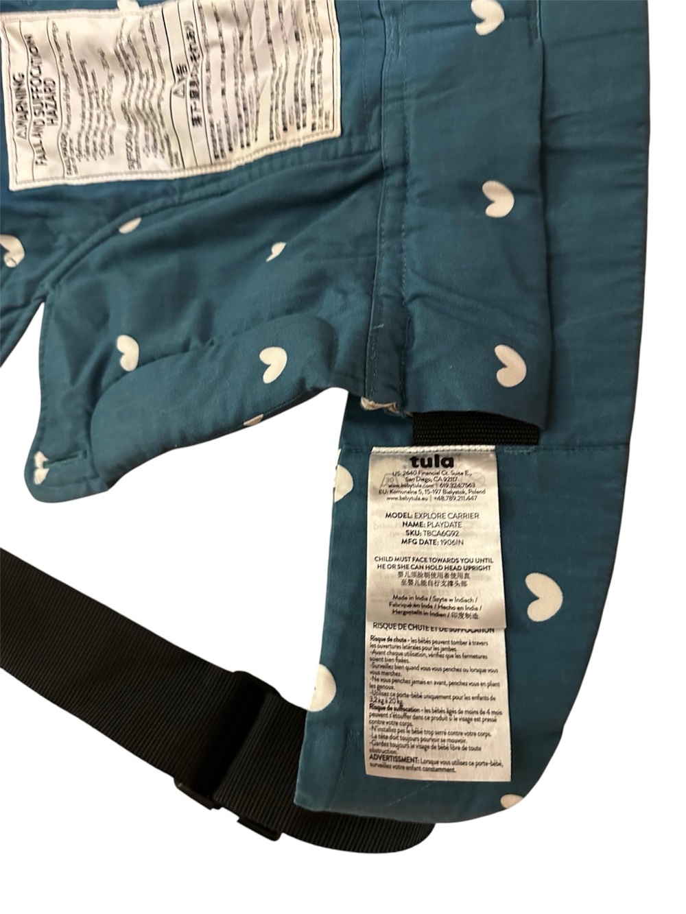 🛍️FINAL PRICE🛍️ Tula Explore Carrier Playdate in Blue with White Heart Print - Picture 8 of 8